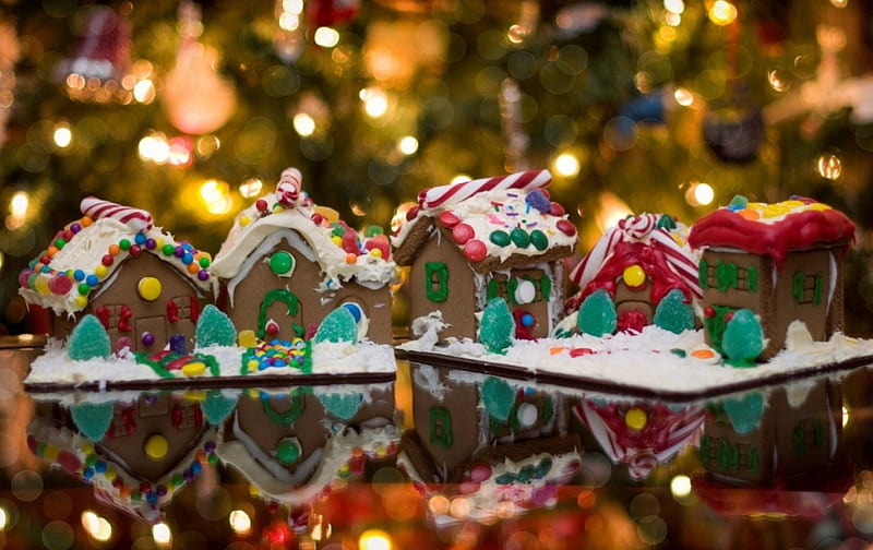 christmas ginger bread-house, bread-house, christmas tree, lovely, merry christmas, christmas ginger, HD wallpaper
