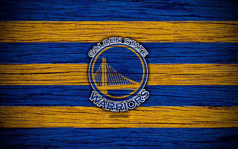 Golden State Warriors, NBA, wooden texture, basketball, Western Conference, USA, emblem, basketball club, Golden State Warriors logo, HD wallpaper