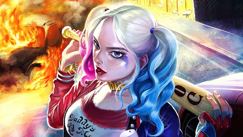 Blue Eyes Comics Harley Quinn Dc Comics Twintails Lipstick Hd Wallpaper Peakpx 7635