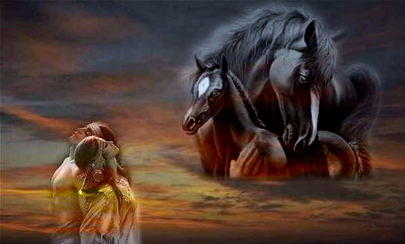 HD   Two As One Person Love Man One Woman American Horses Indian 