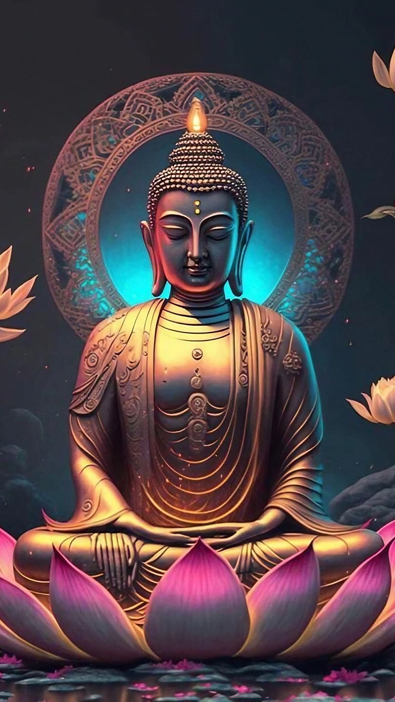 Gautam Buddha , Sitting On Lotus, siddhartha gautama, buddha sitting on lotus, lord, HD phone wallpaper