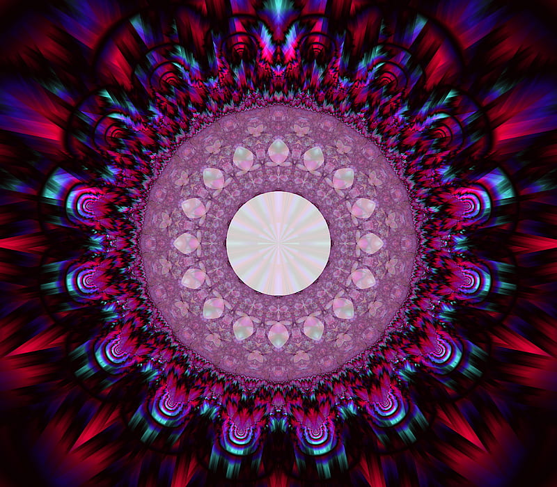 fractal, circle, pattern, distortion, multicolored, HD wallpaper