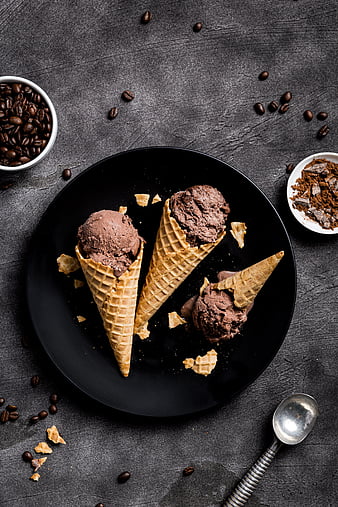 ice cream, coffee, grains, dessert, HD phone wallpaper