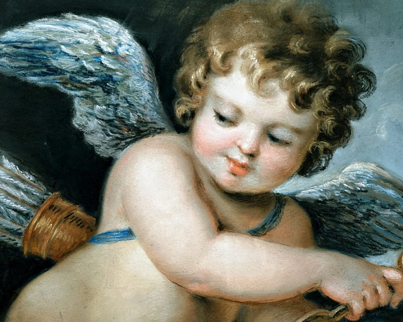 Cupid, wings, luminos, angel, valentine, arrow, boy, child, pictura, HD wallpaper