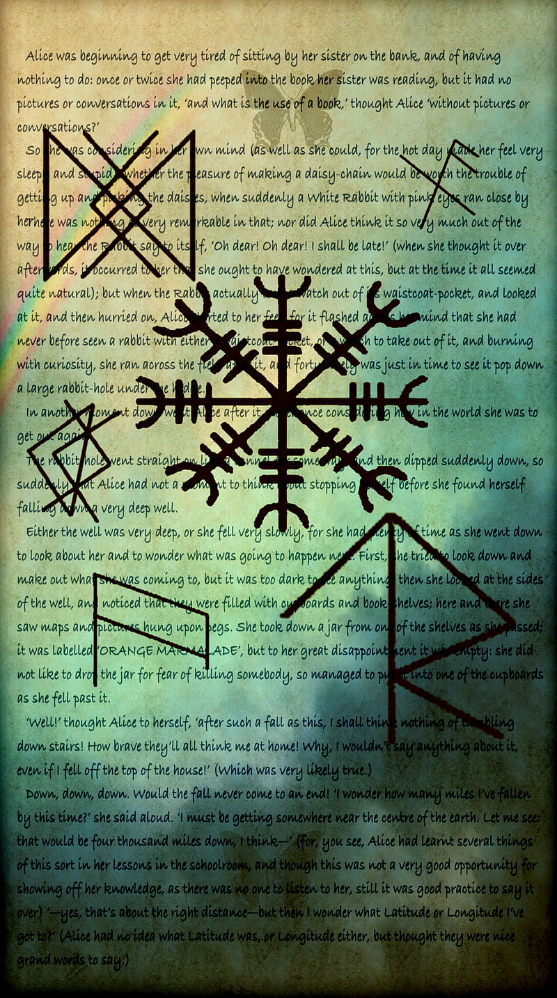 Foretold Magick, alice in wonderland, green, magic, norse, rune, runes, spiritual, viking, wise, witch, HD phone wallpaper