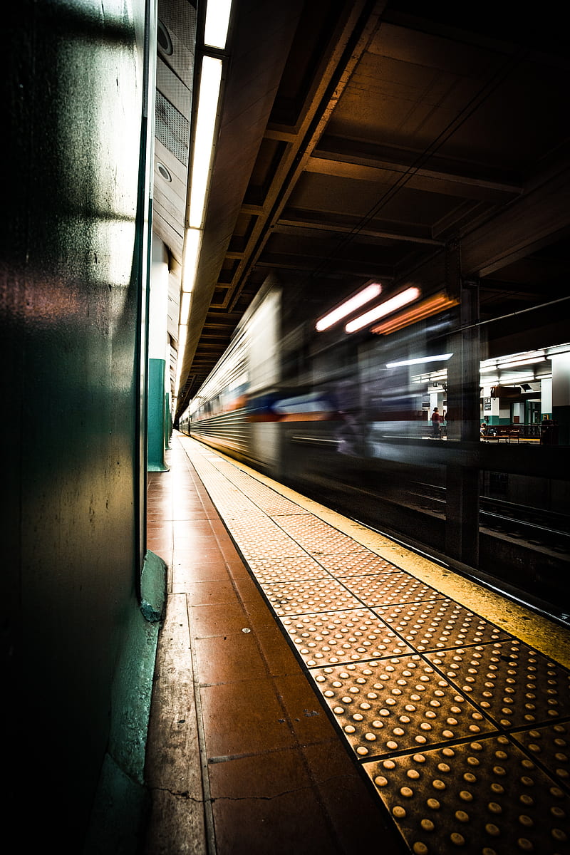 tunnel, subway, train, distortion, movement, HD phone wallpaper