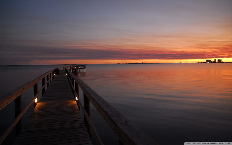 dock after sunset-Nature, HD wallpaper