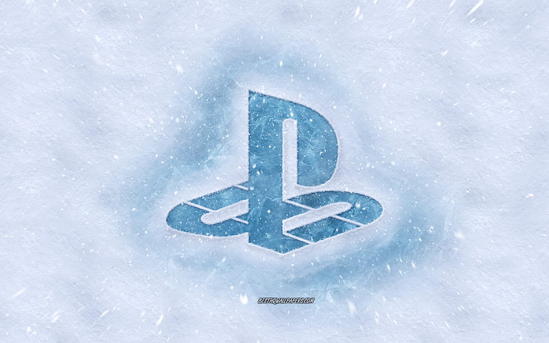 PS4 logo, winter concepts, snow texture, snow background, PS4 emblem, winter art, PS4, PlayStation, HD wallpaper