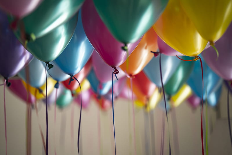 selective focus graphy of assorted-color balloons, HD wallpaper
