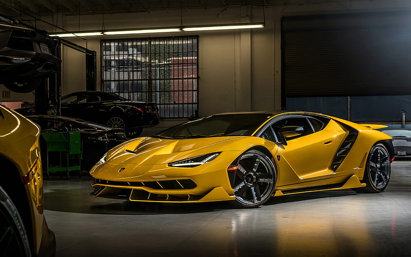 Lamborghini Centenario Roadster, 2018, yellow supercar, exterior, racing car, yellow Centenario, Lamborghini, HD wallpaper