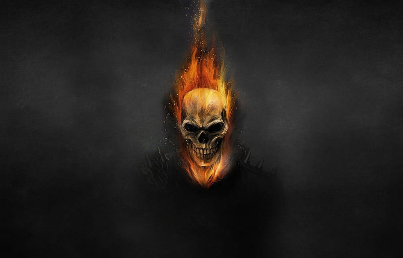 The Dark Background Fire Skull Chain Skeleton - Ghost Rider, HD wallpaper
