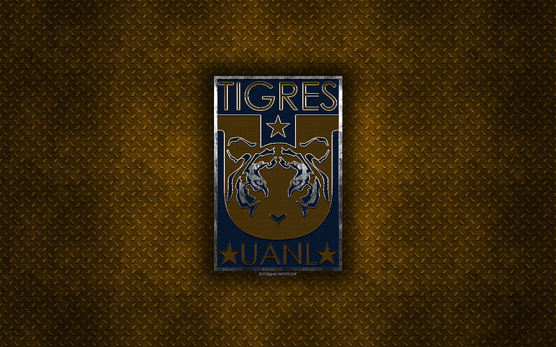 Tigres UANL, Mexican football club, yellow metal texture, metal logo, emblem, Monterrey, Liga MX, creative art, football, HD wallpaper