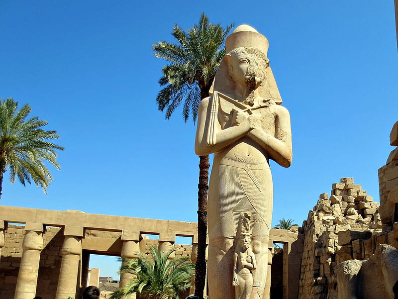 Egyptian Statue, Egyptian, Palm Tree, Statue, Ancient, HD wallpaper
