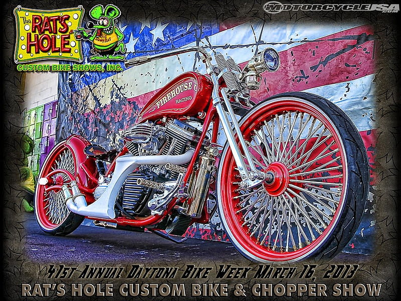 2013 Rat's Hole Custom Bike Show, Bike, Spokes, Red, Custom, HD wallpaper