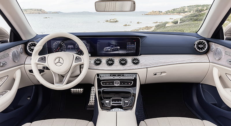2018 Mercedes-Benz E-Class Cabrio - Yacht Blue / Macchiato Beige Interior, Cockpit , car, HD wallpaper