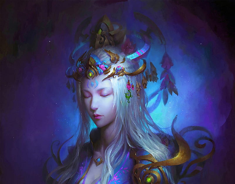 Princess Frumusete Fantasy Luminos Girl Asian Jewel Blue G Zen HD Wallpaper Peakpx