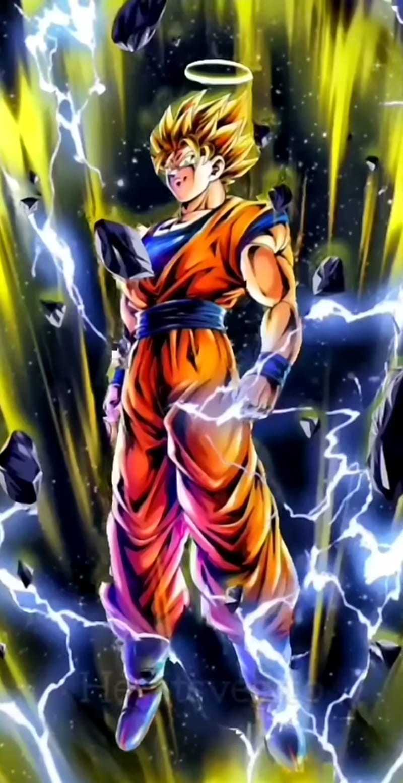 Goku, dragon ball z, electric blue, art, super saiyan, dbz, anime, HD phone wallpaper