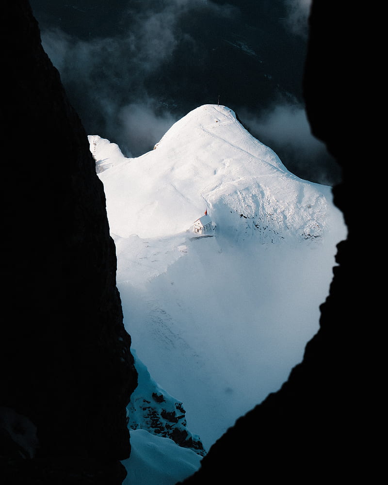 cave, peak, snow, mountain, HD phone wallpaper