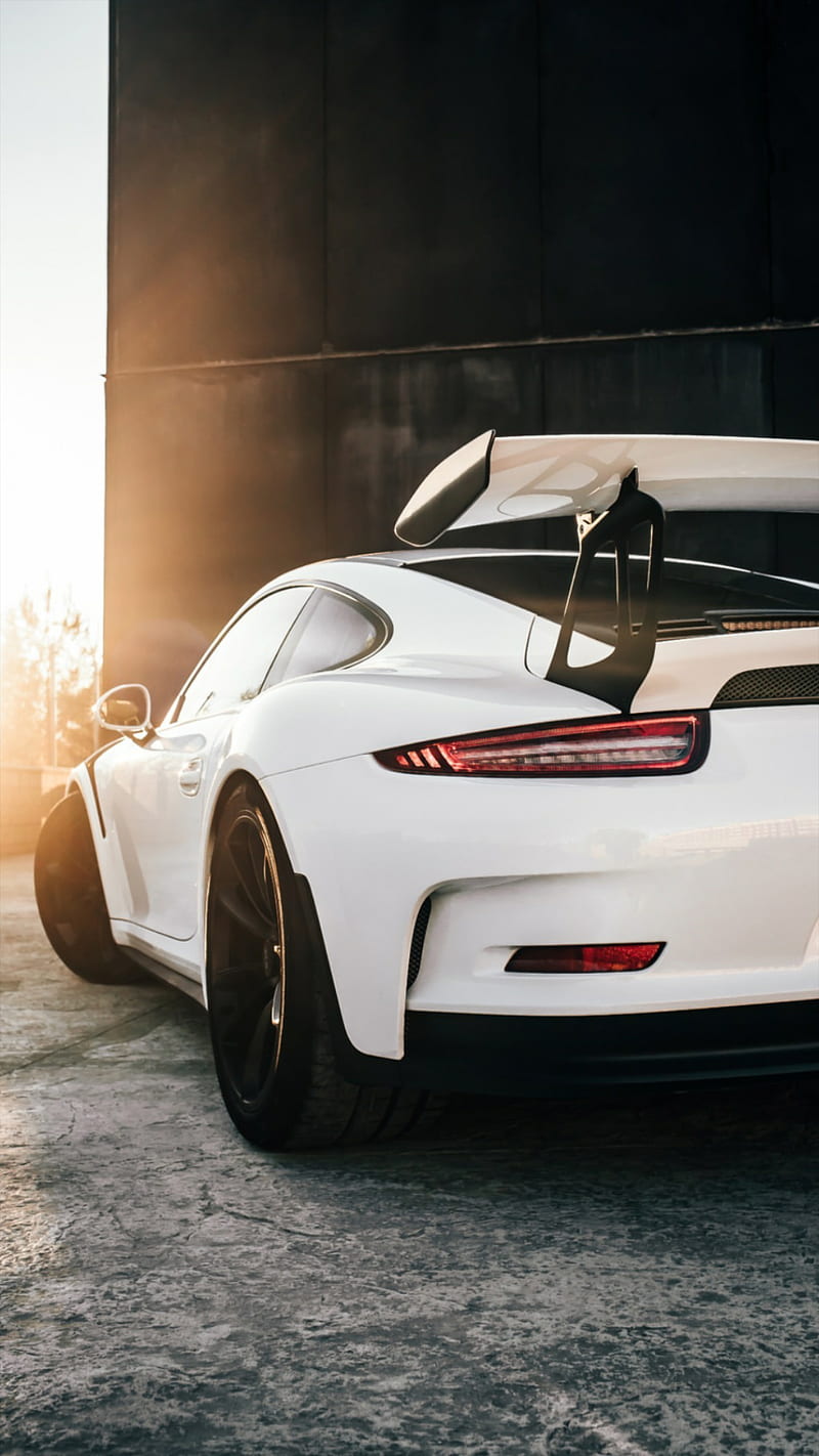 White Porsche, car, gt, new, porsche, esports, sunset, supercar, white, HD phone wallpaper