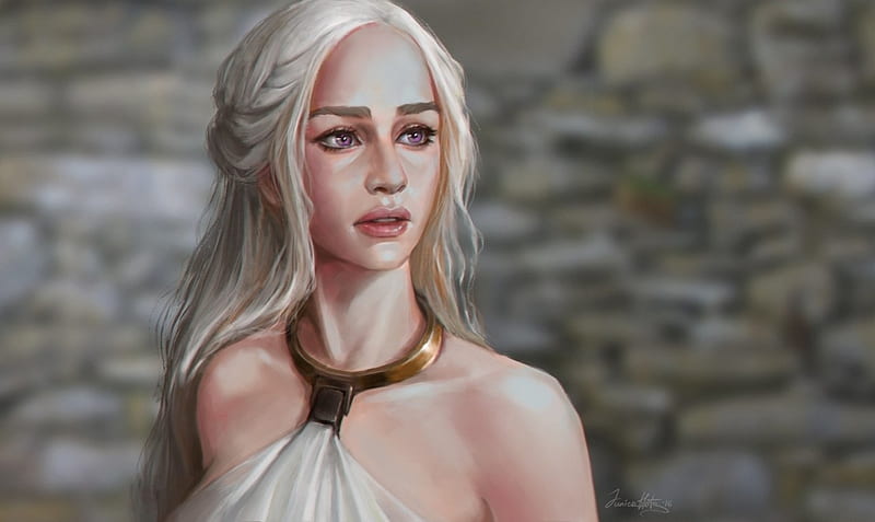 Daenerys, art, fantasy, luminos, girl, game of thrones, daenerys ...