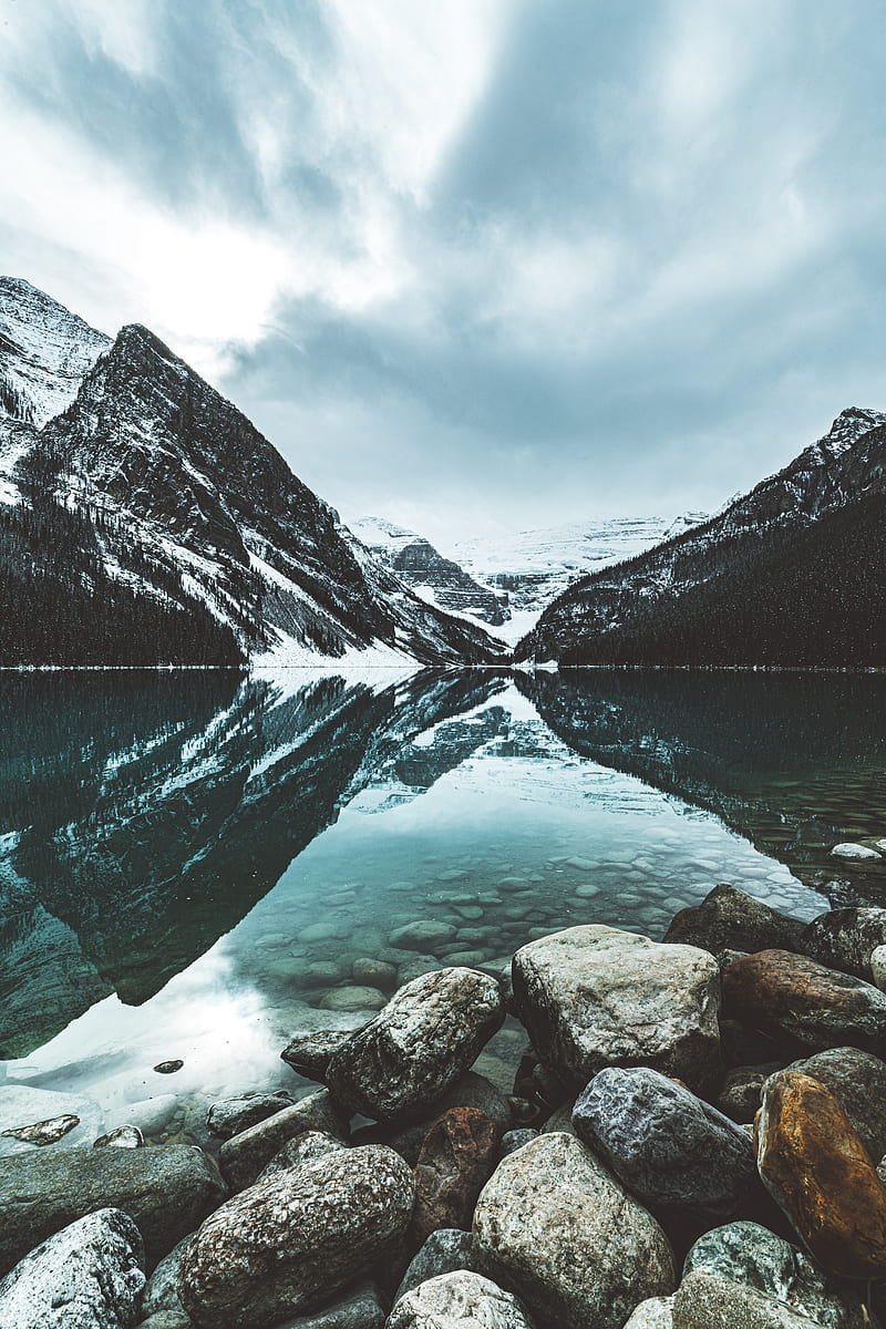 lake, mountains, water, reflection, landscape, HD phone wallpaper