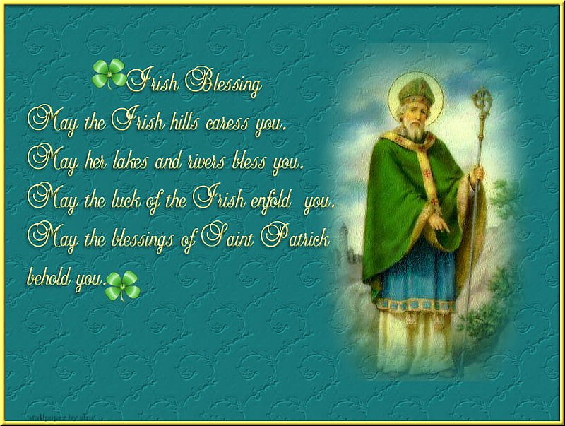 This is Saint Patrick, irish, blessing, clover, prayer, shamrock, saint patrick, HD wallpaper