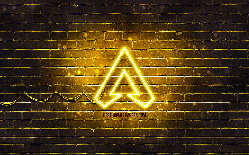 Apex Legends yellow logo yellow brickwall, Apex Legends logo, 2020 games, Apex Legends neon logo, Apex Legends, HD wallpaper