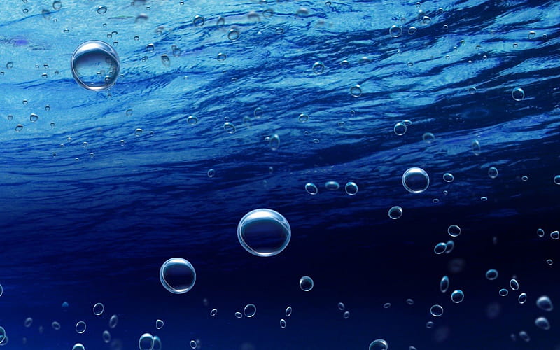 Underwater Bubbles, circle, ocean, ripple, abstract, under, water, air, bubbles, blue, HD wallpaper