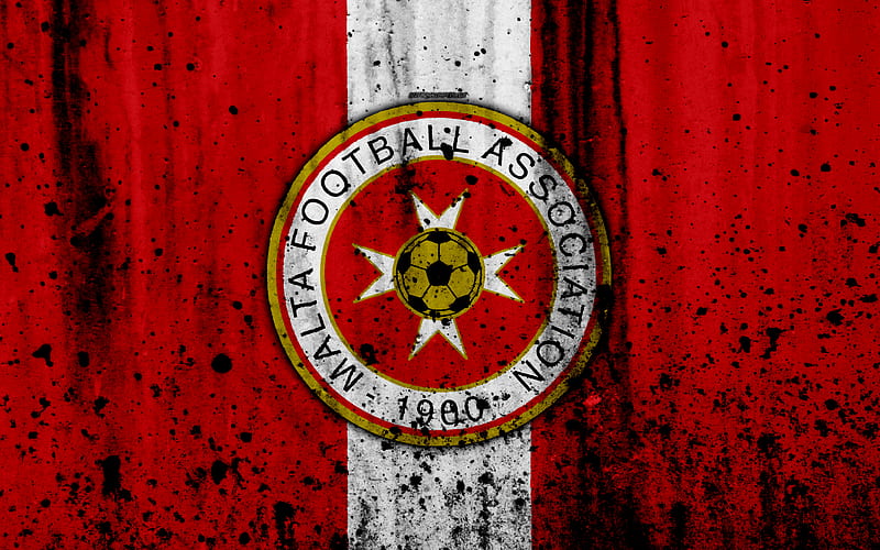 Malta national football team logo, grunge, Europe, football, stone texture, soccer, Malta, European national teams, HD wallpaper