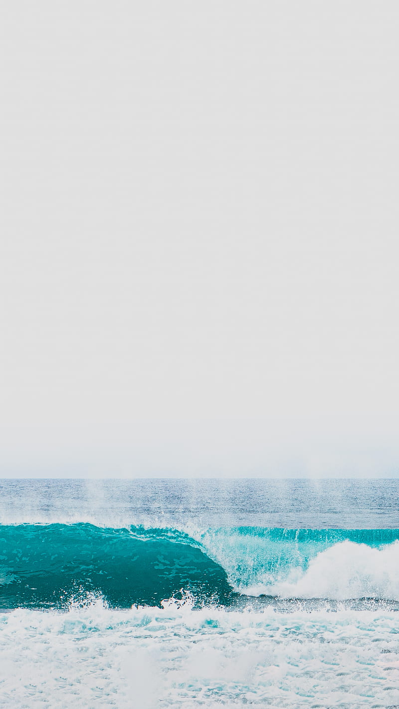 Waves Crashing Down, aqua, bonito, beybe.am, blue, minimal, minimalist, nature, ocean, pretty, sea, see, turquoise, wave, HD phone wallpaper