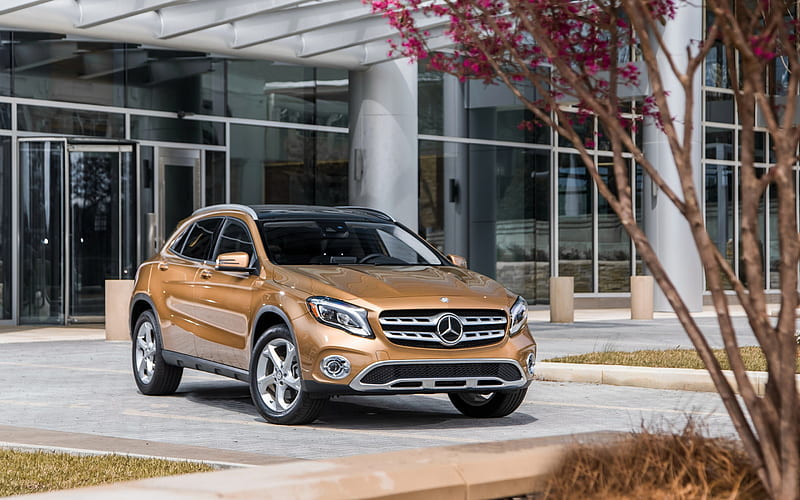Mercedes-Benz GLA-class, 2018, 4MATIC, GLA250, front view, new brown GLA, exterior, compact crossovers, Mercedes, HD wallpaper