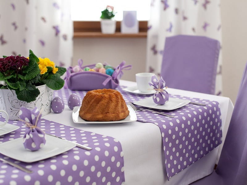 Festive tabel, cake, table, egg, festive, food, cloth, easter, catering, HD wallpaper