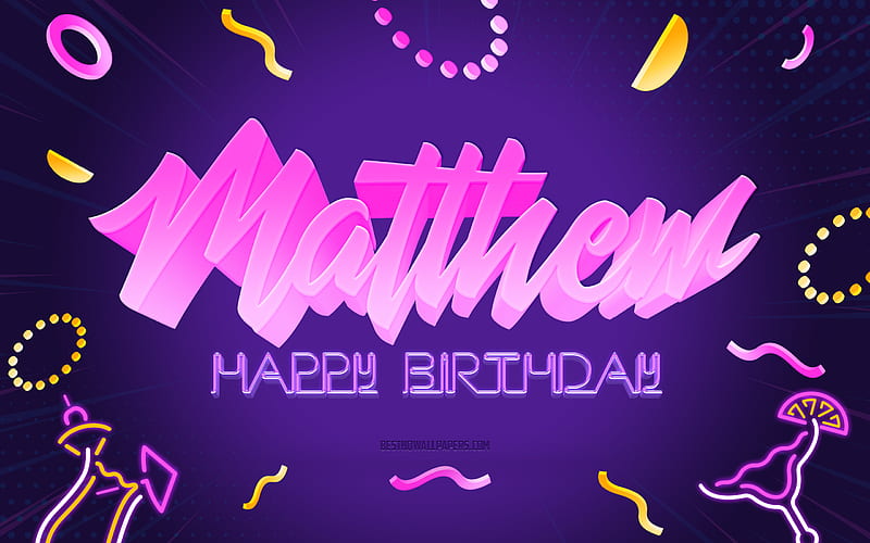 Happy Birtay Matthew Purple Party Background, Matthew, creative art, Happy Matthew birtay, Matthew name, Matthew Birtay, Birtay Party Background, HD wallpaper