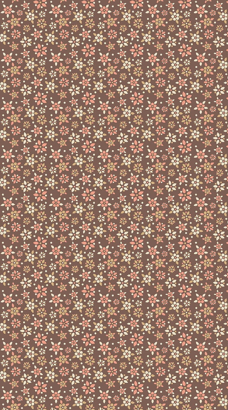 brown floral, background, brown, cartoon, desenho, floral, pattern, HD phone wallpaper