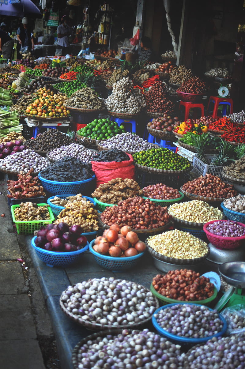 assorted spices on containers at the market, HD phone wallpaper