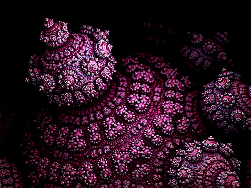 fractal, forma, 3d, volume, purple, HD wallpaper