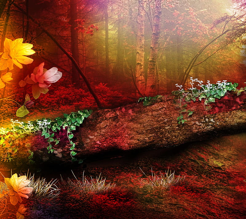 Autumn, 3d, dark, landscape, leaves, nature, stem, HD wallpaper | Peakpx