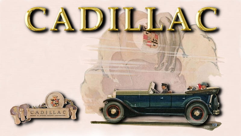 1920s Cadillac ad art, Cadillac, vintage Cadillac emblem, General Motors, Vintage Cadillac advertisement, Cadillac , Cadillac Background, HD wallpaper