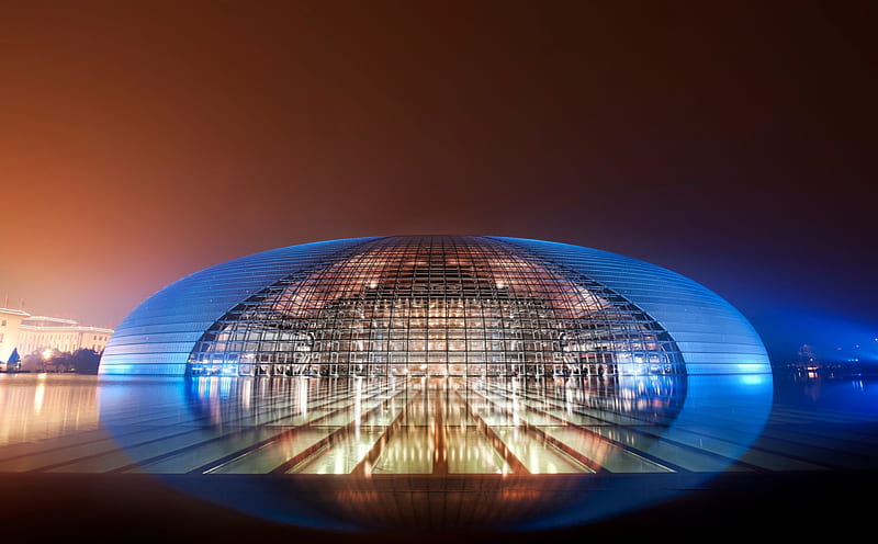 Theater China, modern, china, colors, theater, night, light, HD wallpaper