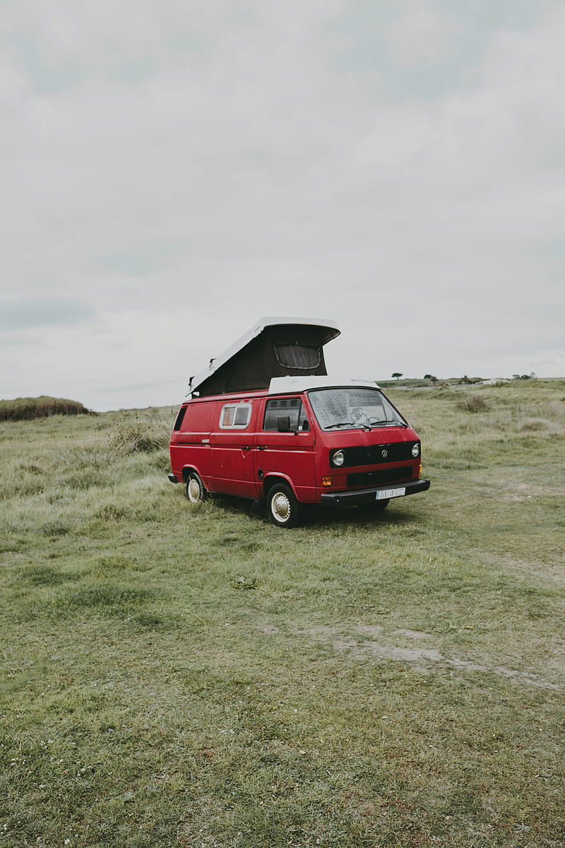 van, car, red, nature, HD phone wallpaper