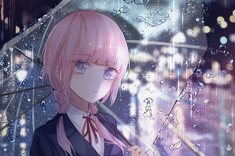 Anime, Virtual Youtuber, Girl, Kaf (Virtual Youtuber), Pink Hair, rain,  Umbrella, HD wallpaper | Peakpx