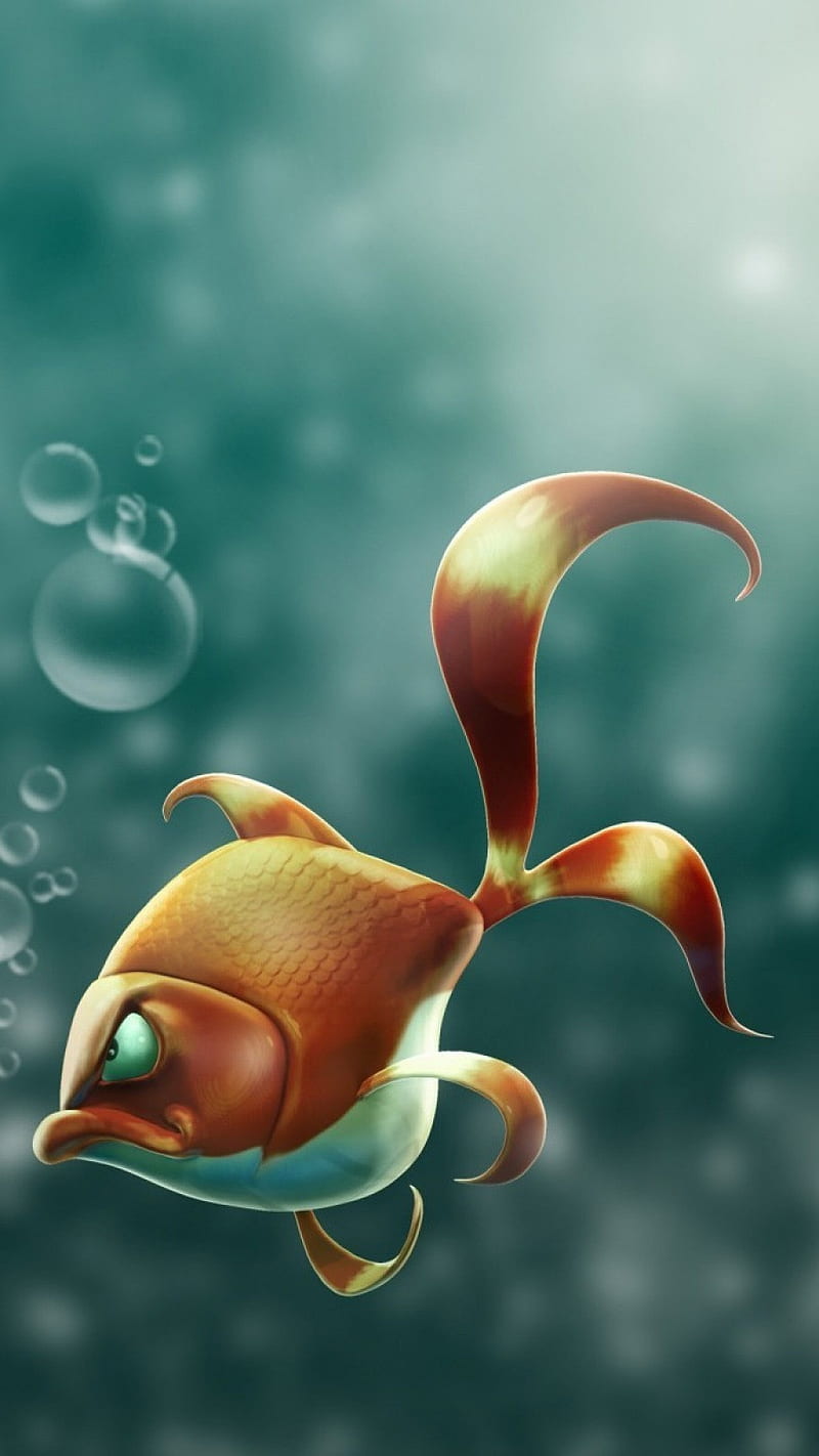 Golden Fish , water, art, animal, HD phone wallpaper