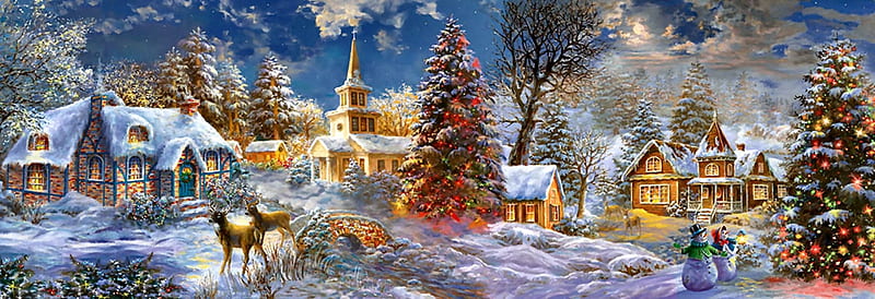 Christmas tree, art, tree, craciun, christmas, painting, church, pictura, winter, HD wallpaper