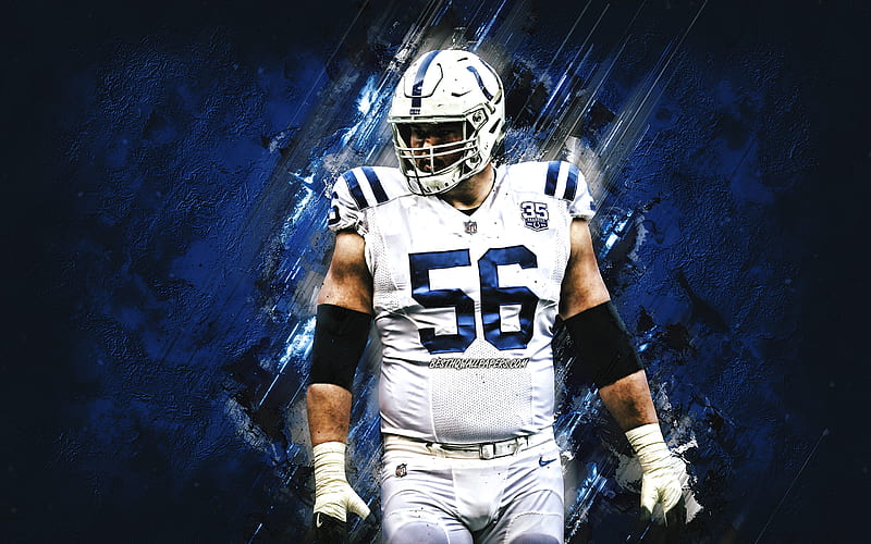 Quenton Nelson, Indianapolis Colts, NFL, American football, blue stone background, National Football League, HD wallpaper