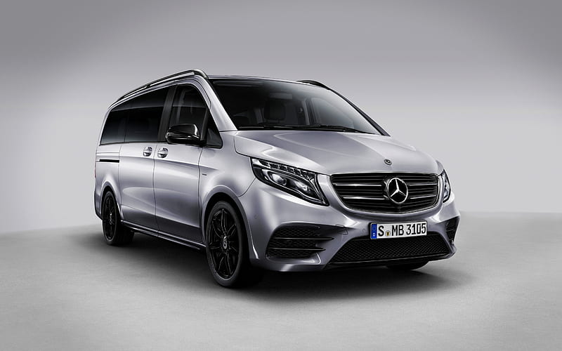 Mercedes-Benz V-Class, 2018, Night Edition, minivan, tuning V-Class, new silver V-Class, German cars, Mercedes, HD wallpaper