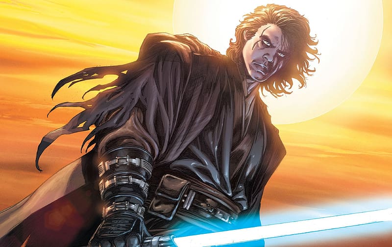 Star Wars, Anakin Skywalker, Lightsaber, Comics, Blue Lightsaber, Jedi, HD wallpaper