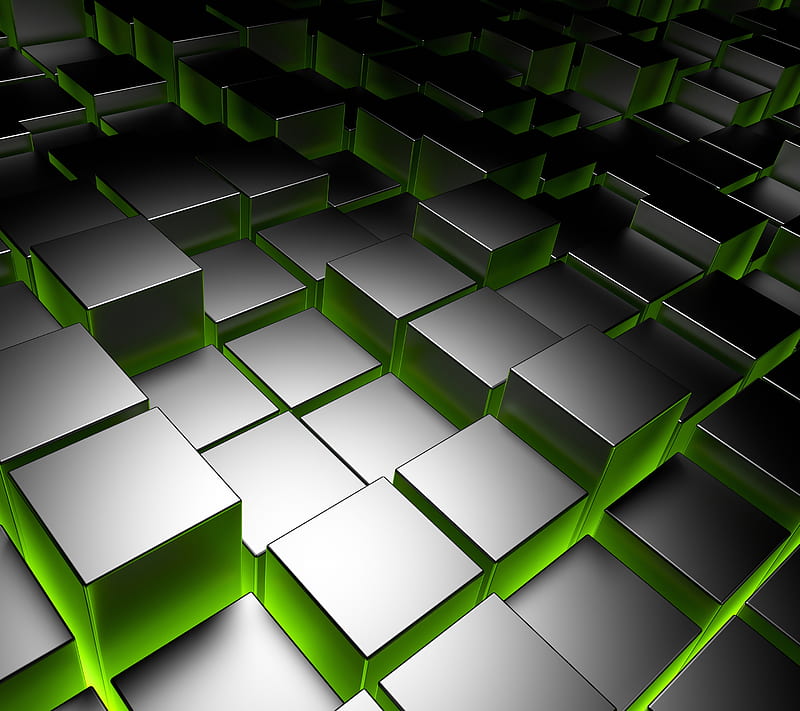 Cube Steel, 3d, abstract, box, cube, pattern, square, HD wallpaper