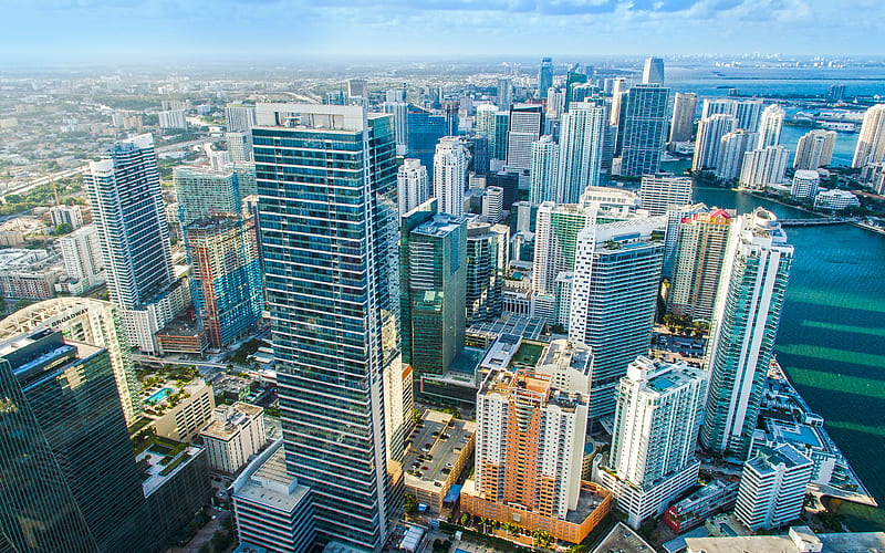 Miami top view, modern architecture, skyscrapers, Florida, USA, HD wallpaper