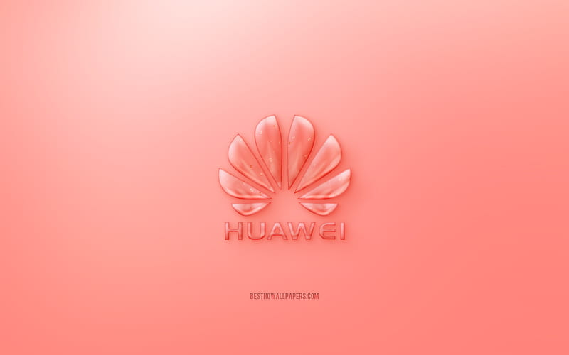 Huawei 3D logo, red background, Red Huawei jelly logo, Huawei emblem, creative 3D art, Huawei, HD wallpaper