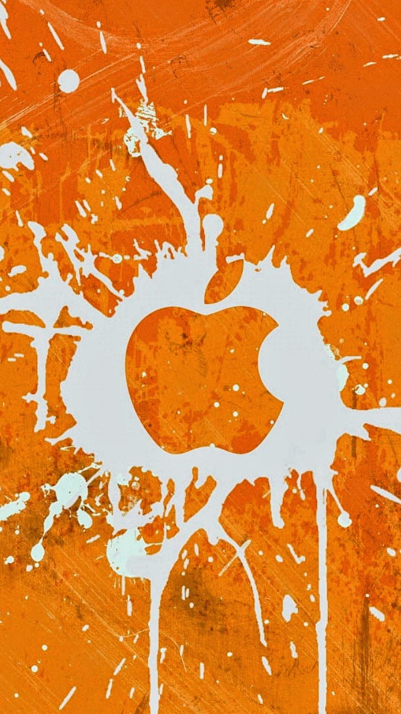 Apple, logo, orange, HD phone wallpaper